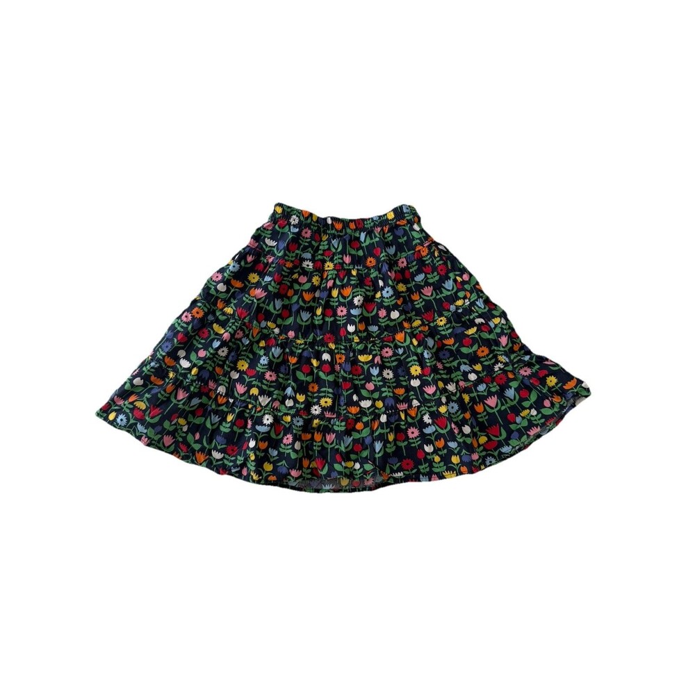 Girls Hanna Anderson Tiered Skirt, Flowers, Tulip Navy Base Size 90 100% Cotton